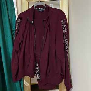 Karl Lagerfeld  Embellished Zip Front Jogging Suit